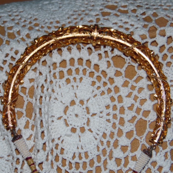 Antique Gold Plated Sone Ki Hasil Carved Necklace Seed Beads Drawstring - Picture 9 of 10